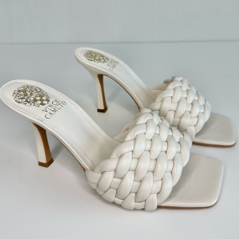 Vince Camuto White Braided Slide Sandals - Picture 3 of 9
